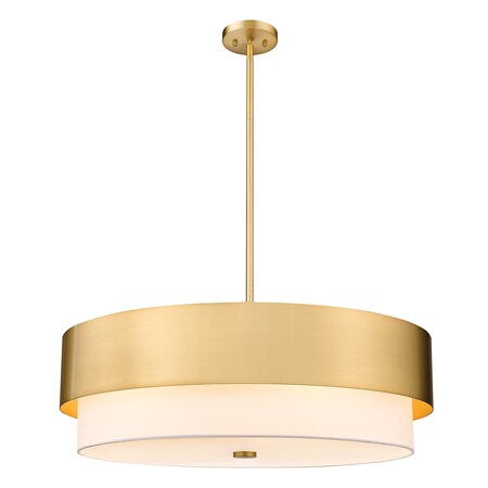 Z-Lite Counterpoint Chandelier, 6-Light, 31.5 In.W x 40.5 In.H, Modern Gold/White 495P32-MGLD